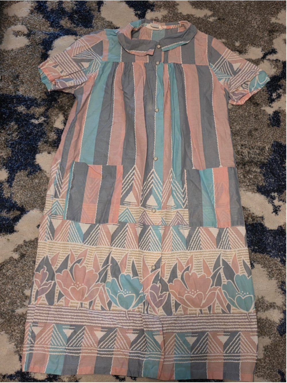 Women's small Midi Dress, Pastel Striped Floral, Size Unspecified